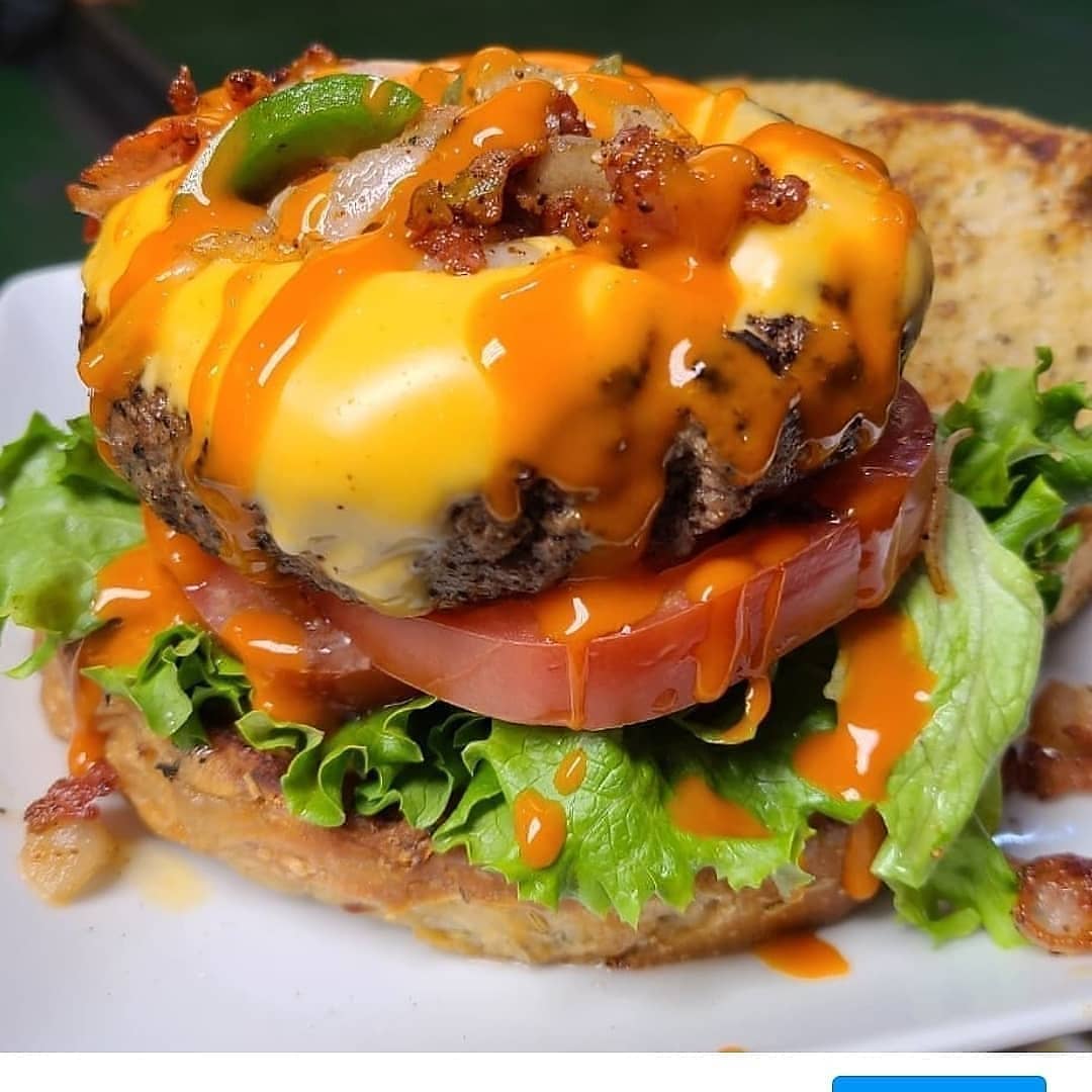 Open Face UBP Burger with Drizzle